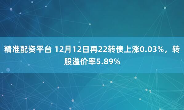 精准配资平台 12月12日再22转债上涨0.03%,转股溢价率5.89%